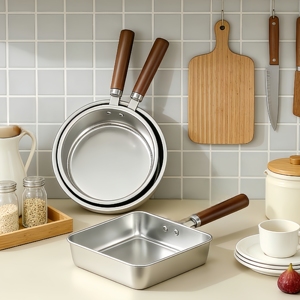 Ensemble de casseroles et poêles <span class=keywords><strong>en</strong></span> acier inoxydable 304, fond plat, rondes et carrées, compatibles gaz et induction, pour la cuisine à domicile et les restaurants - Product Image 6