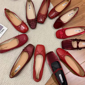 Produttore personalizzato personalizzato elegante balletto rosso <span class=keywords><strong>scarpe</strong></span> basse basse MOQ all'ingrosso vegano in pelle da donna <span class=keywords><strong>scarpe</strong></span> ballerine - Product Image 3