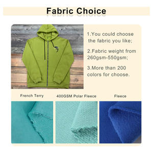 High Quality Men's Green Fleece Pullover <b>Thick</b> Cotton Full Zipper Loose Coat Wholesale Custom Digital Printing Embroidered - Product Image 3