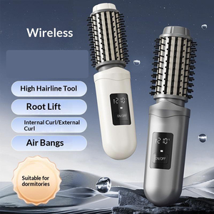 <span class=keywords><strong>Brosse</strong></span> Coiffante Portable Anti-Brûlure à Ions Négatifs 2-en-1 avec Soin des Cheveux, Peigne Lisseur et Boucleur à Dents Larges Rechargeable 2600 mAh - Product Image 1