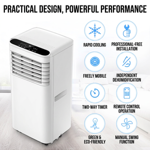 เครื่องปรับอากาศเคลื่อนที่แบบออลอินวัน 8000 BTU สำหรับทำความเย็น พร้อมฟังก์ชั่นลดความชื้นและรีโมทคอนโทรล ดีไซน์พกพาสะดวก ขายส่ง - Product Image 4