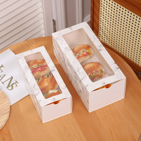 Boîte à gâteau personnalisée en carton kraft recyclable avec poignée, emballage alimentaire, impression quadricolore, estampage, revêtement UV, pour snacks industriels