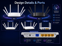 Router WiFi de 1200Mbps, Router Inalámbrico de Doble Banda AC1200 WiFi 5, 2.4GHz 5GHz, Router de 6 Antenas para el Hogar y la Oficina
