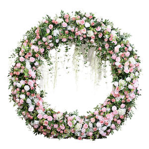 Conjunto de flores azul y blanco bebé aliento corazón 8 pies Rosa boda titular Hortensia flor arco para pampas arco entrada arco - Product Image 4