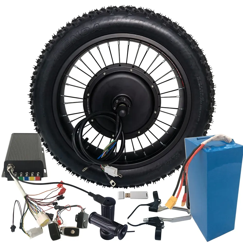 Offre Spéciale 72v 5000w 20X4.0 vélo ÉLECTRIQUE moteur de moyeu sans balais ebike kit de conversion de vélo électrique avec PNEU KENDA