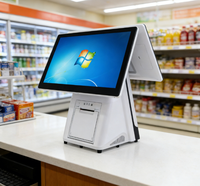 Terminal de point de vente à double écran de 15,6 pouces avec Android ou Windows, tout-en-un, adapté aux systèmes de caisse de restaurant