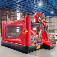 Castillo Inflable Personalizado con Temática de Superhéroes de PVC, Obstáculo Inflable para Fiestas en el Patio Trasero