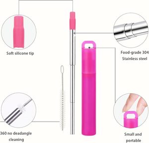 ชุดหลอดดูดน้ำแบบพับเก็บได้ ทำจากสแตนเลส 304 สำหรับเครื่องดื่ม ชานม - Product Image 3