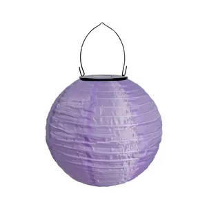紫色20厘米8英寸太阳能LED灯笼灯无线太阳能灯批发暖白色LED尼龙灯庭院装饰