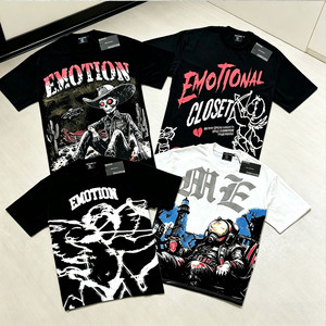 T-Shirt di Alta Qualità 100% Cotone, <span class=keywords><strong>Abbigliamento</strong></span> Streetwear Y2K con Grafiche <span class=keywords><strong>Oversize</strong></span>, Magliette 'Mixed Emotion' per <span class=keywords><strong>Uomo</strong></span> - Product Image 1
