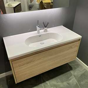 <span class=keywords><strong>Mueble</strong></span> de <span class=keywords><strong>Baño</strong></span> Moderno Minimalista de Pared con <span class=keywords><strong>Lavabo</strong></span> Integrado de Cuatro Lados con Bloqueo de Agua - Product Image 1