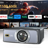 Haute luminosité 1500 ANSI 5G Wifi 4K Google TV OS projecteur de cinéma à domicile avec lampe LED