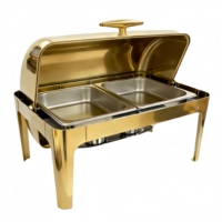 Ensemble de réchauds de luxe à couvercle roulant, chauffe-plats commerciaux en acier inoxydable pour buffet avec supports à combustible, équipement de restauration