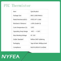 Termistor PTC PTC0603X471Q120120 ℃   Sensor de Temperatura de Sobrecalentamiento Curie Point IC para Portátiles, Tabletas y Teléfonos Inteligentes