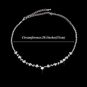 Juegos de Joyería de Moda para Dama de Honor y Novia Bañados en Plata con Collar de Cristal y Pendientes para Boda - Product Image 3