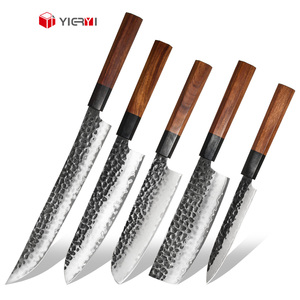 Juego de <span class=keywords><strong>cuchillos</strong></span> de Chef de cocina japonesa tradicional antigua de 5 piezas, <span class=keywords><strong>cuchillos</strong></span> de cocina negros forjados a mano de acero inoxidable de alto carbono - Product Image 1
