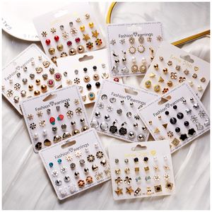 Women Heart Strawberries <b>Stud</b> <b>Earring</b> <b>Set</b> Wholesale 12 Pairs <b>Set</b> Jewelry Flower Rhinestone Pearl <b>Earrings</b> Girls Accessories Cute - Product Image 1