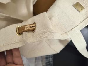 Sac fourre-tout en toile vintage avec fond robuste et quincaillerie dorée personnalisée, style charme côtier en coton naturel - Product Image 2