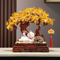 Adorno de Gato de la Suerte, Árbol de la Fortuna, Árbol del Dinero, Figura Artística de Resina Epoxi, Arte Popular, Decoración del Hogar, Decoración de Sala de Estar, Decoración de Vinoteca
