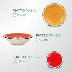 Colorful Round Ceramic <b>Dinnerware</b> <b>Set</b> 18 Pc For 6 People Soup Dinner Dessert Plates - Product Image 2