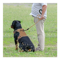 Laisse rétractable marron pour grand chien Conception tactique robuste Écharpe à dégagement rapide Rivet en dentelle Contrôle facile Service Formation Non