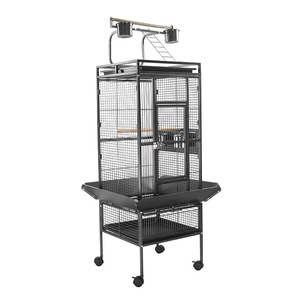 Jaula Grande para Loros con Área de Juego Superior a <span class=keywords><strong>Precio</strong></span> de Fábrica - Jaula Metálica Resistente para Pájaros con Ruedas y Comederos - Product Image 2