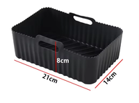Revêtement en silicone réutilisable résistant à la chaleur pour friteuse à air, moule de cuisson rectangulaire antiadhésif en silicone de qualité alimentaire pour friteuse à air