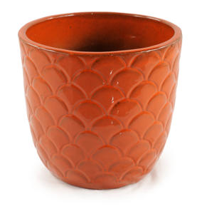 Juego de Macetas de Cerámica, Color Terracota Brillante, Textura en Relieve de Escamas de Pescado, Ecológicas, con Orificio de Drenaje, para Interiores y Exteriores - Product Image 4