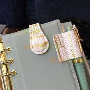 Housse dorée en cuir PU personnalisée, couture, à 6 anneaux, pour journal intime avec poche intérieure, <span class=keywords><strong>couverture</strong></span> pour planificateur en lézard, 1 pièce - Product Image 3