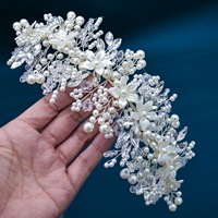 Patchs en fil de strass 3D Perle Blanche pour Robe de Mariée, Accessoires de Coiffure Nuptiale