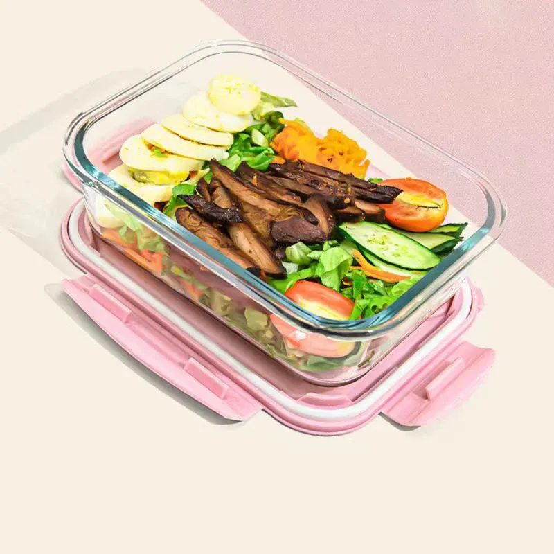 24-Piece New Eco-Friendly Glass Lunch Box 1040ml Microwave Leakproof Rectangle Compartmentalized Food Storage School Containers view 3