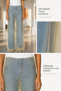 Jeans en denim organza taille haute, coupe droite ample et large, respirants, décontractés, pour l'été, style OOTD, haute qualité, vente en gros de vêtements - Product Image 4