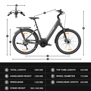 Vélo électrique de ville 27,5'' 250W, moteur central, 36V 18Ah, 9 vitesses - Product Image 5