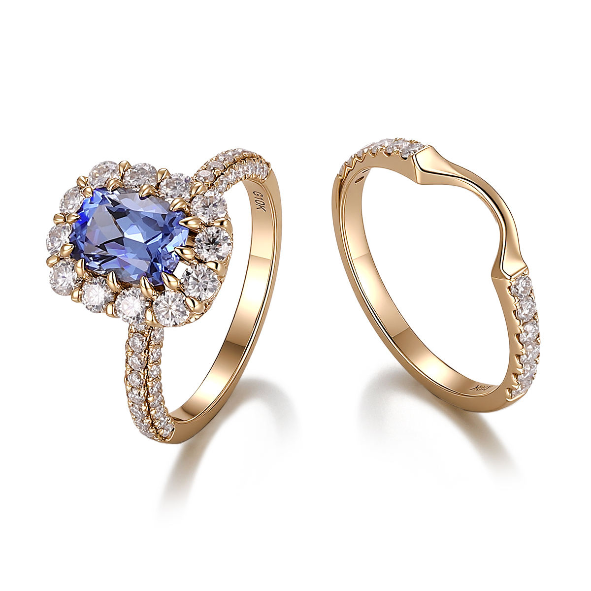 Bague en or massif 14 carats avec pierre de laboratoire.