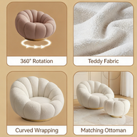 Cozy 360 °   Fauteuil inclinable pivotant en forme de citrouille avec revêtement en polaire Teddy, fauteuil d'appoint confortable avec repose-pieds en option