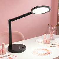 Lampe de manucure à tête ronde de 24 W, pliable, bras réglable, lumière LED de bureau pour le nail art, le tatouage, l'extension de cils