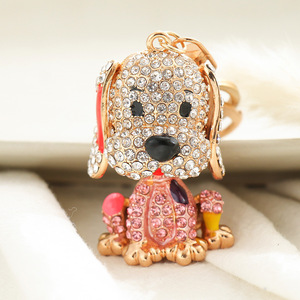 Dễ Thương Lấp Lánh Kim Cương Con Chó Con Kim Loại Móc Chìa Khóa Động Vật Con Chó Bling Pha Lê Rhinestone Keychain Ví Túi Xách Charms Mặt Dây Chuyền Treo - Product Image 5