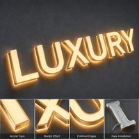 Enseigne lumineuse LED en métal avec bordure en acier inoxydable 3D personnalisée, alimentation électrique pour transformateur pour entreprises, bureaux, magasins