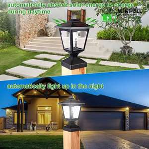 <b>Solar</b> <b>Post</b> <b>Light</b> Waterproof with Remote Control Black Plastic Cool White <b>Light</b> for Villa Gate Road Yard Garden Outdoor - Product Image 6