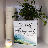 Psaume biblique « Il est bien, mon âme » – Décoration murale Art Déco chrétienne en bois pour table, bureau, maison, ferme