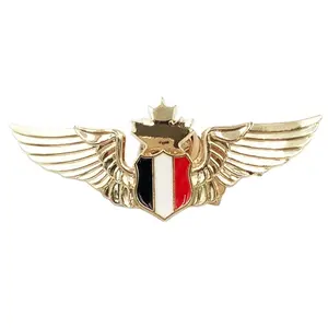 Vente chaude 3D décoratif en métal en gros Yémen Aigle drapeau épinglette d'aile badge avec goupille de sécurité