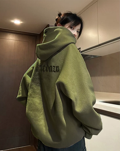 Felpa <span class=keywords><strong>con</strong></span> Cappuccio in Camoscio Pesante Personalizzata per l'Inverno <span class=keywords><strong>con</strong></span> Stampa sul Retro - Product Image 4