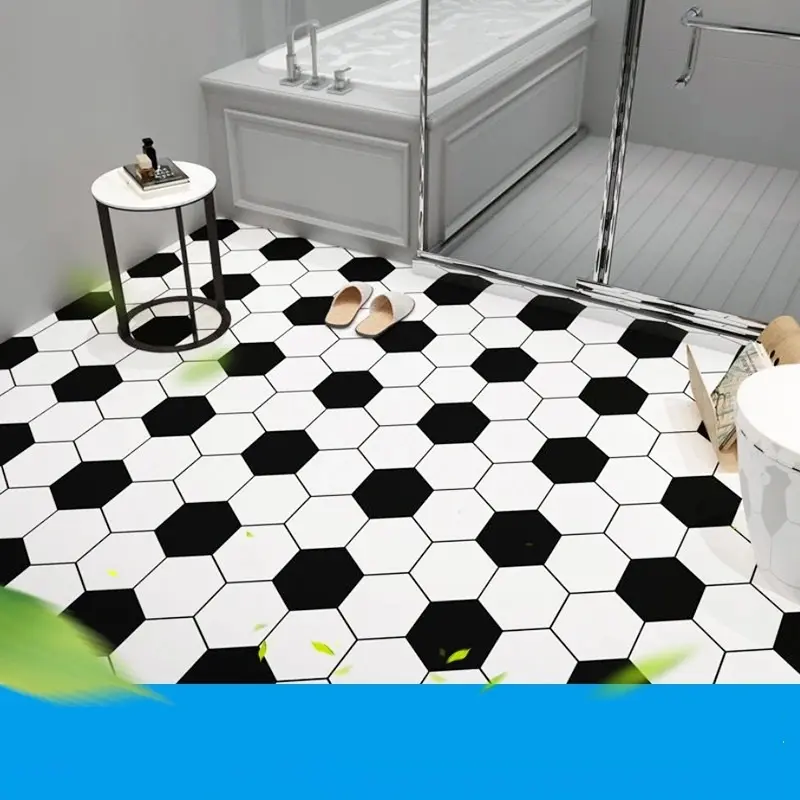 キッチンとベッドルーム厚く防水家庭用PVC床粘着セラミックタイル商業用PVC床タイル