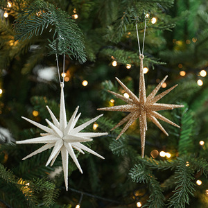Juego de 2 Adornos Colgantes para Árbol de Navidad, Estrella Morava Grande de Plástico con Purpurina, 6 Pulgadas, Decoraciones Festivas - Product Image 2