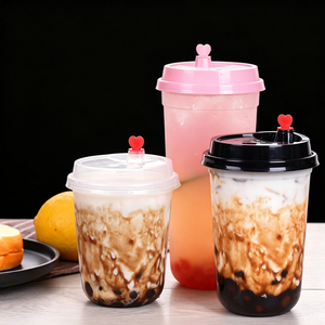 Vasos Desechables de Plástico PP en Forma de U para Bebidas Frías y Calientes, para Llevar, para Té de Burbujas, Jugos, Boba, con Tapa - Product Image 2