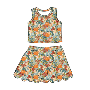 HIPPO KIDS Tenues d'Halloween pour filles, ensemble jupe à fleurs et citrouille, ensemble de vêtements pour bébés, tout-petits et adolescentes - Product Image 4