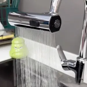 Venta al por mayor: Grifo de cocina de acero inoxidable con salida en cascada, antisalpicaduras, universal, giratorio 360°, con burbujeador de 3 modos multifuncional - Product Image 4