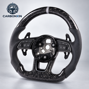 Volant sport haut de gamme en fibre de carbone et cuir avec éclairage LED forgé pour modèles Audi A3/A4/A5/A6/Q5/Q7/TT/RS3-RS6/B8-B9/C7-C8 - Product Image 2