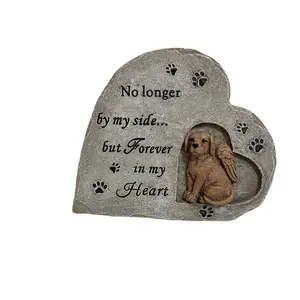 Resin heart shaped pet puppy monument outdoor dog European and American garden tombstone small animal monument can be customized