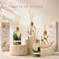 Diffuseur de parfum botanique personnalisé 1000 ml avec fleurs séchées, senteurs variées, marque privée OEM, parfum d'ambiance pour la maison, vente au détail et en gros